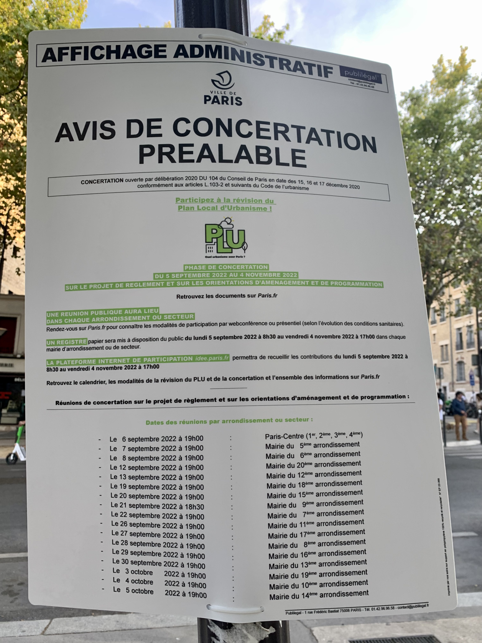 Révision Du PLU – Concertation Et Calendrier – FNE Paris