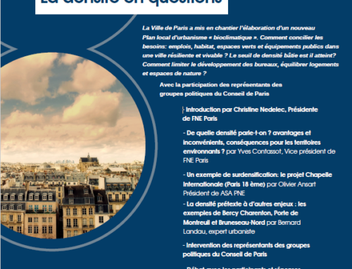 La Densité en question à Paris – Débat Associations & élus – 19 novembre 10h