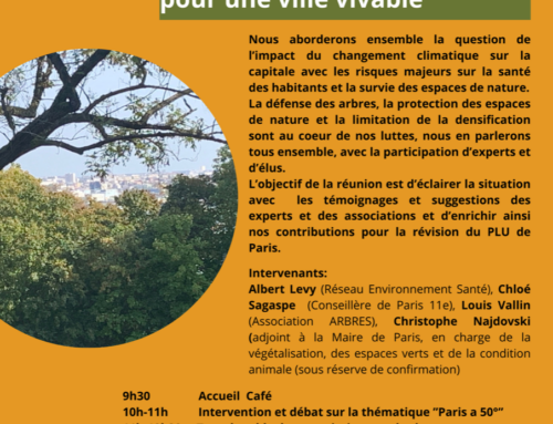 Comité des Associations Parisiennes 21 oct. 2023 : “Devenir des arbres et des humains dans Paris à 50 °?”